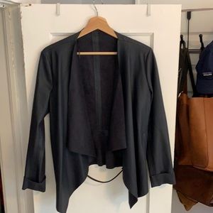 ZARA navy leather jacket with suede interior. L